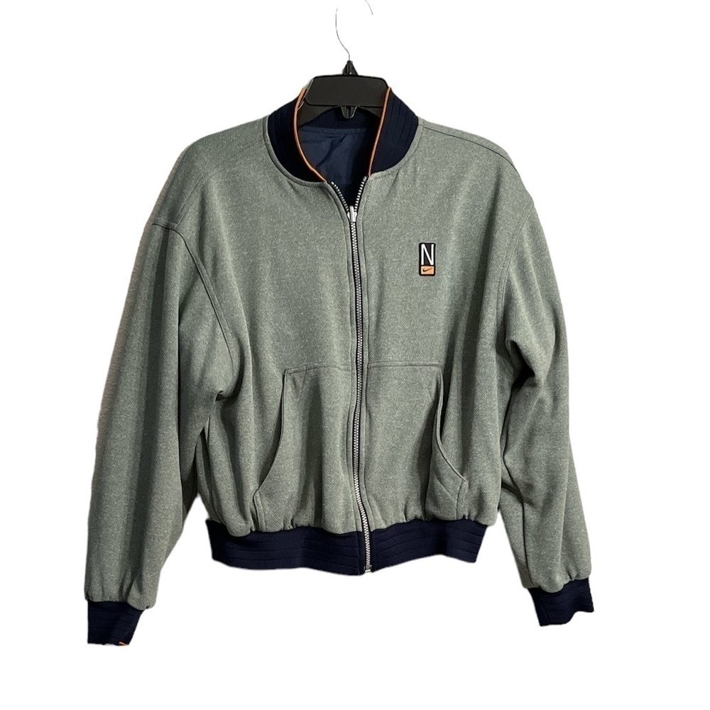 Vintage Nike Reversible Bomber Jacket Grey Navy Blue Size Medium (Youth Large)